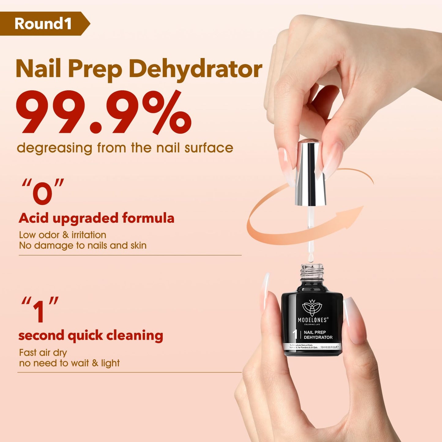 Application of Modelones prep dehydrator on natural nails