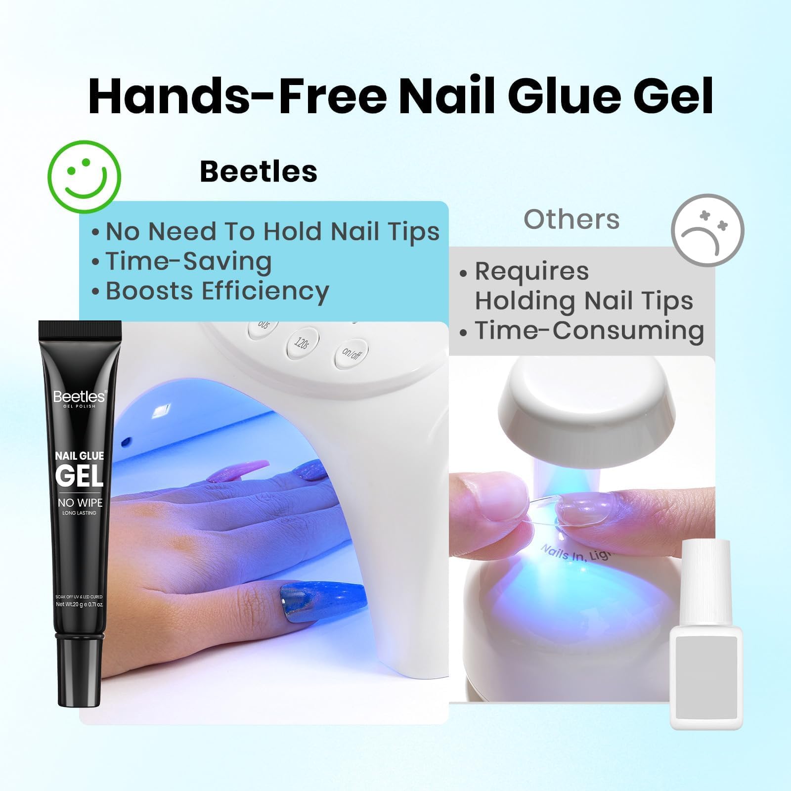 Application of Beetles solid glue on nail tip