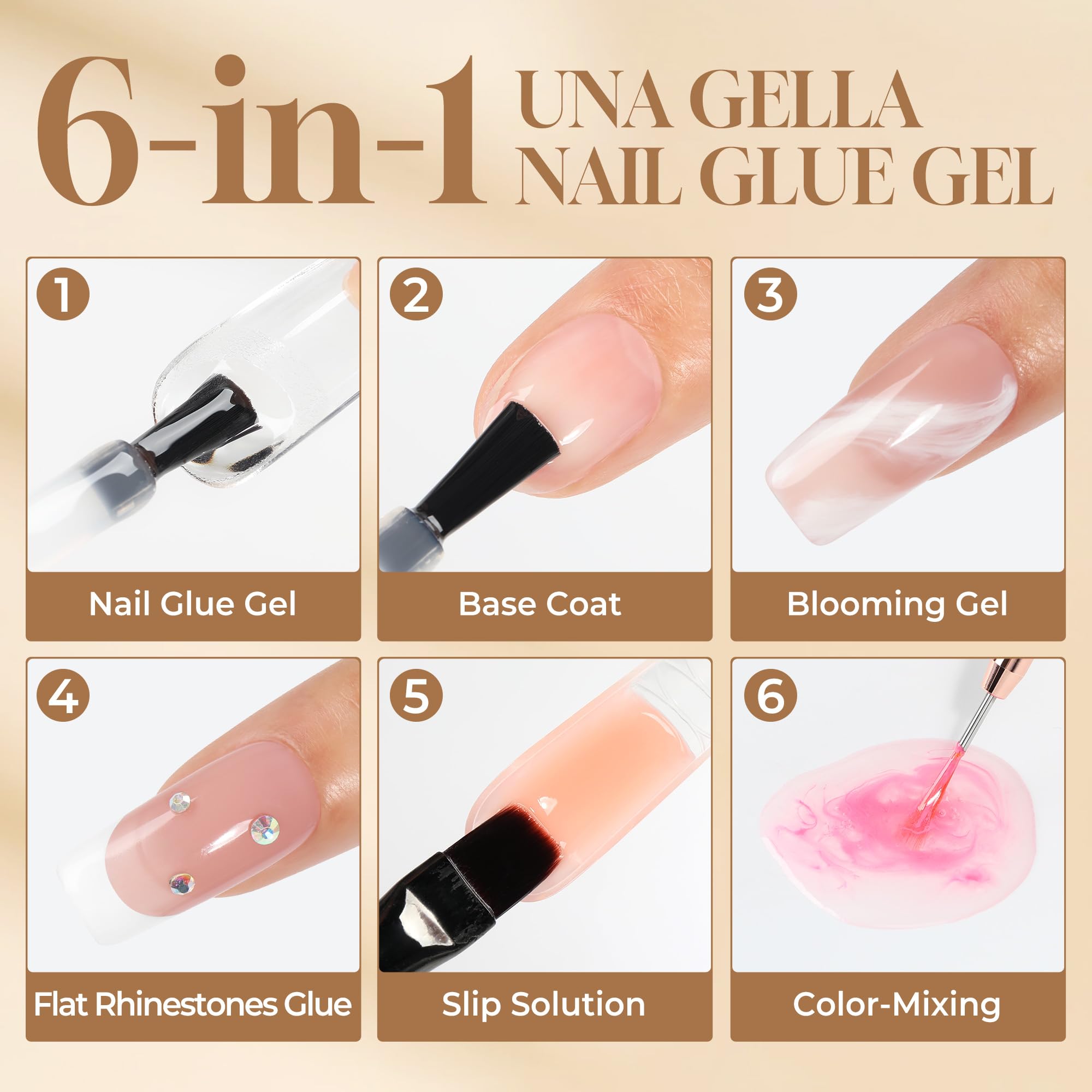 Applying Una Gella gel glue to false nail tips