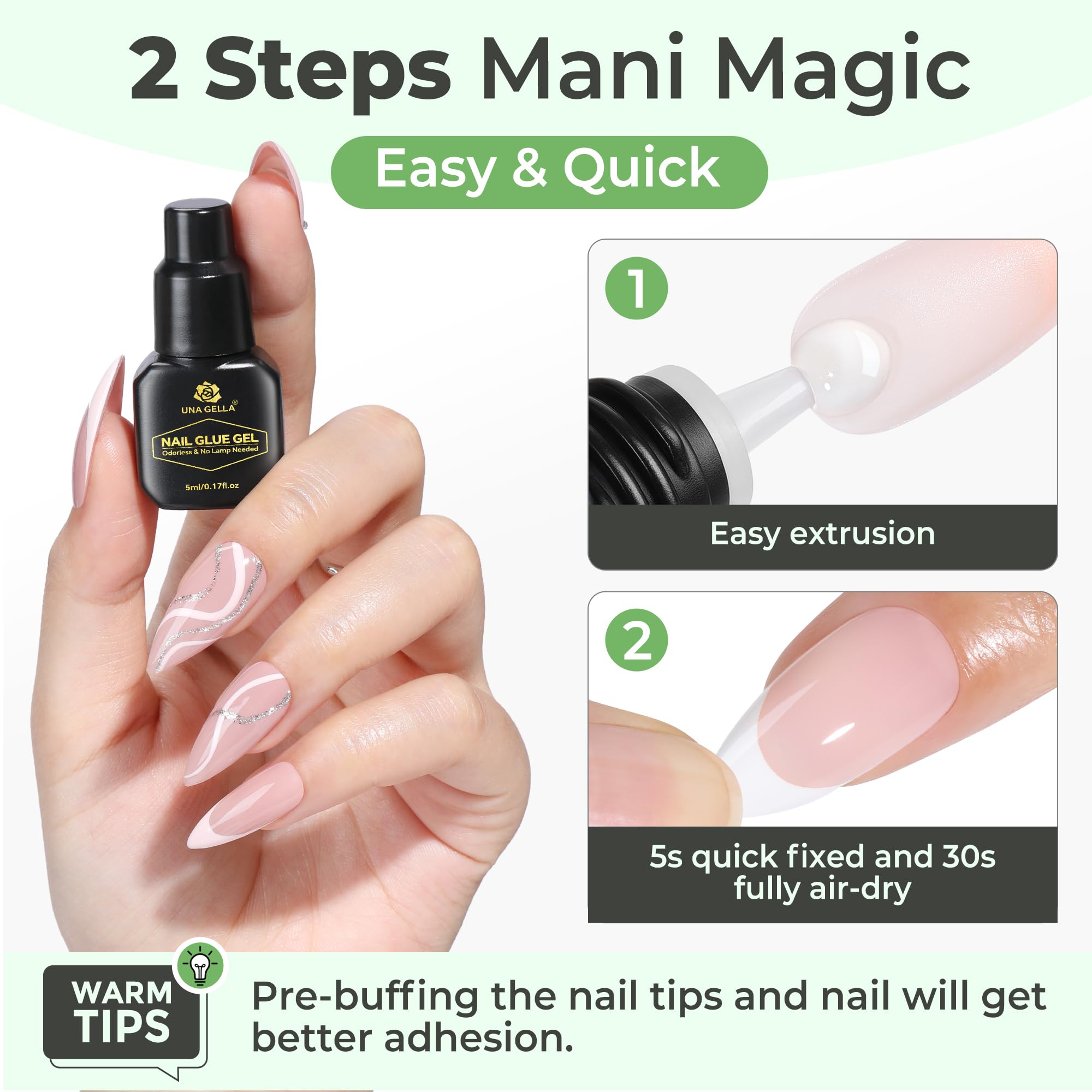 Close up of Una Gella nail adhesive bottle