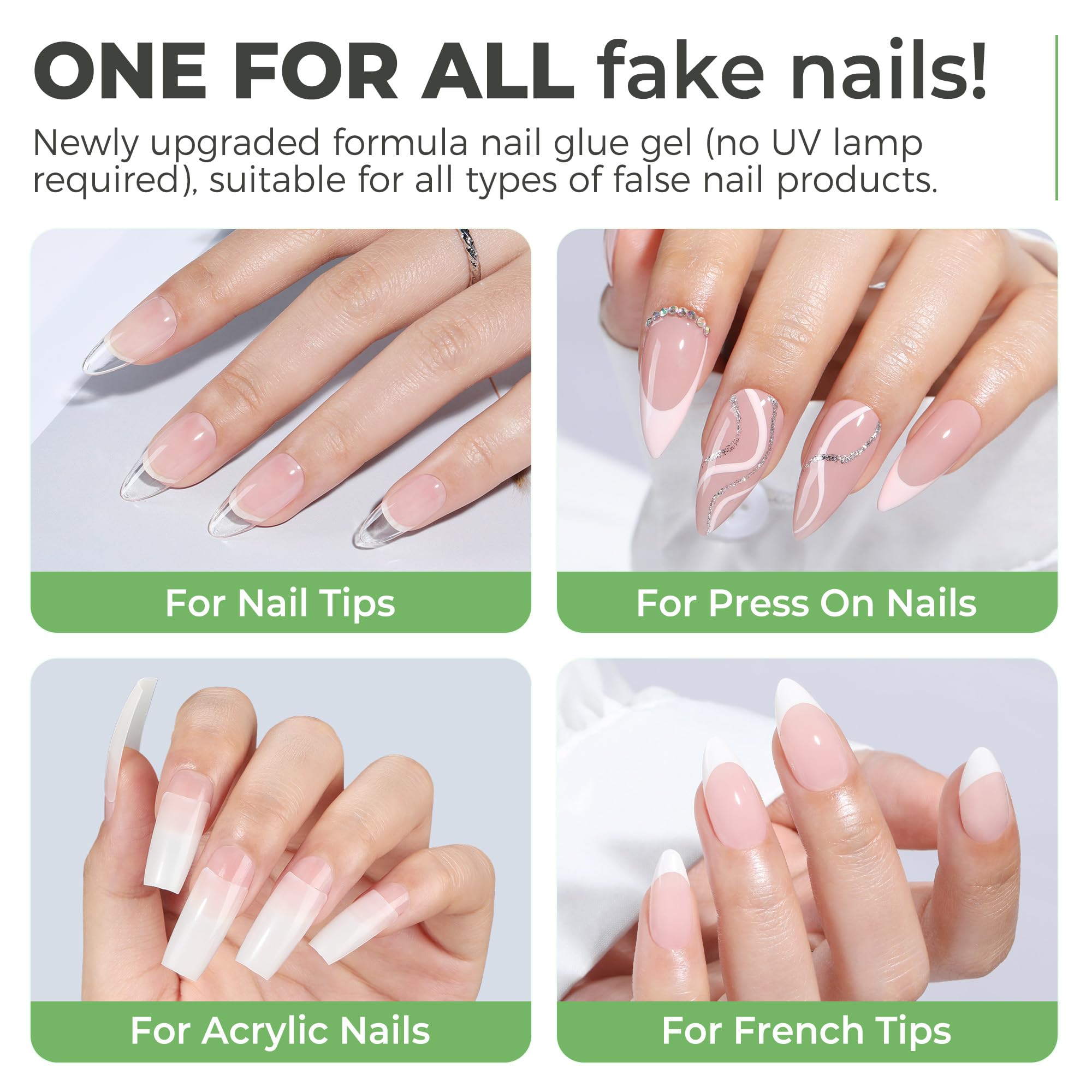 Applying Una Gella gel glue to press on nails