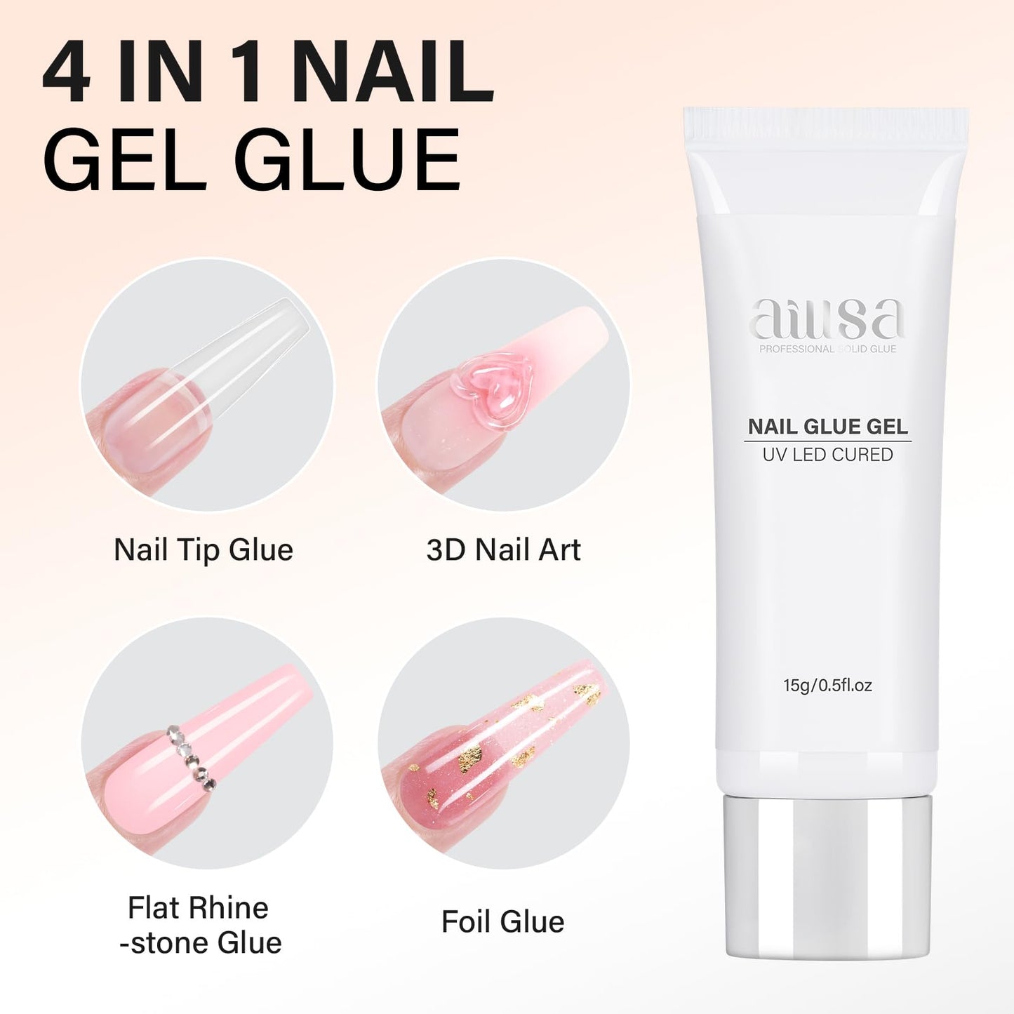 Applying Aillsa solid gel glue to nail tip