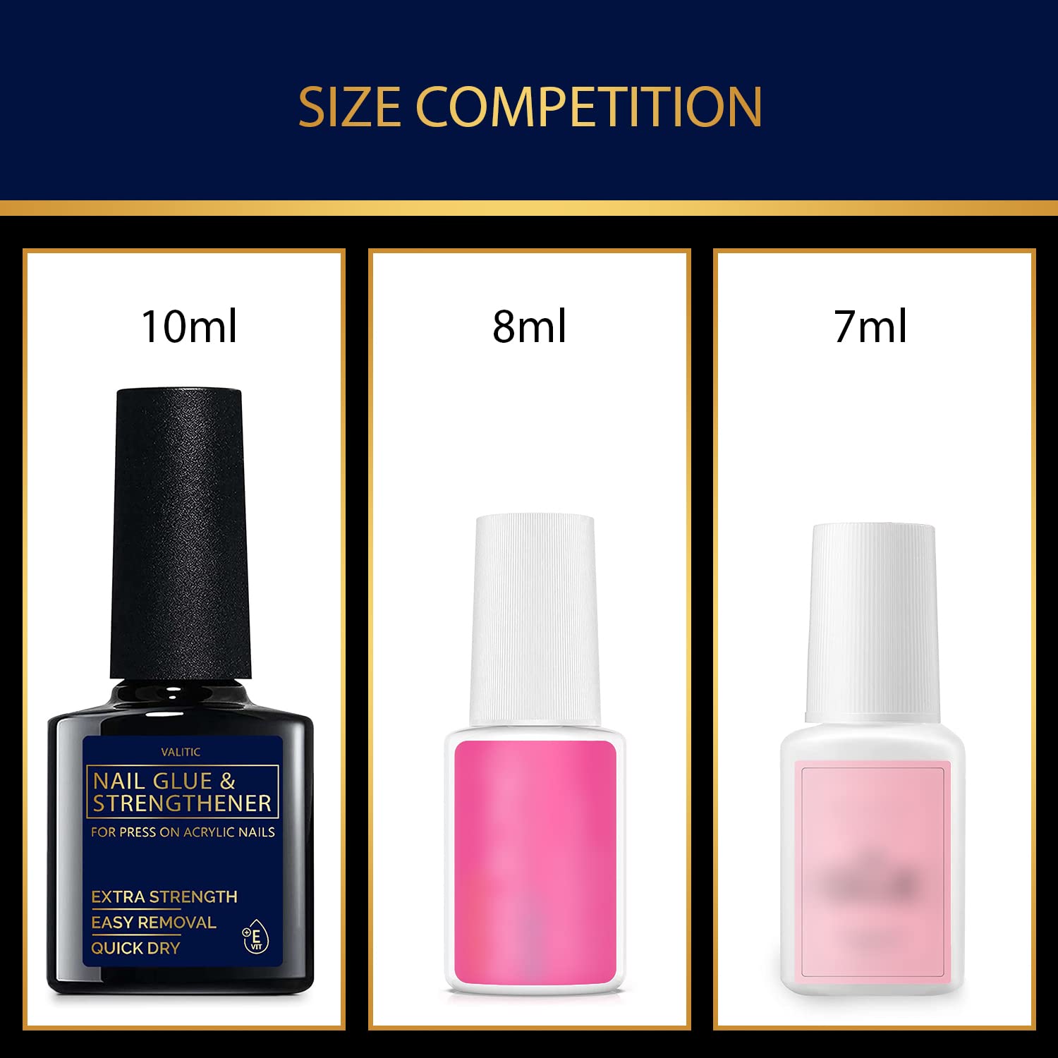 Valitic nail glue and strengthener ingredients label