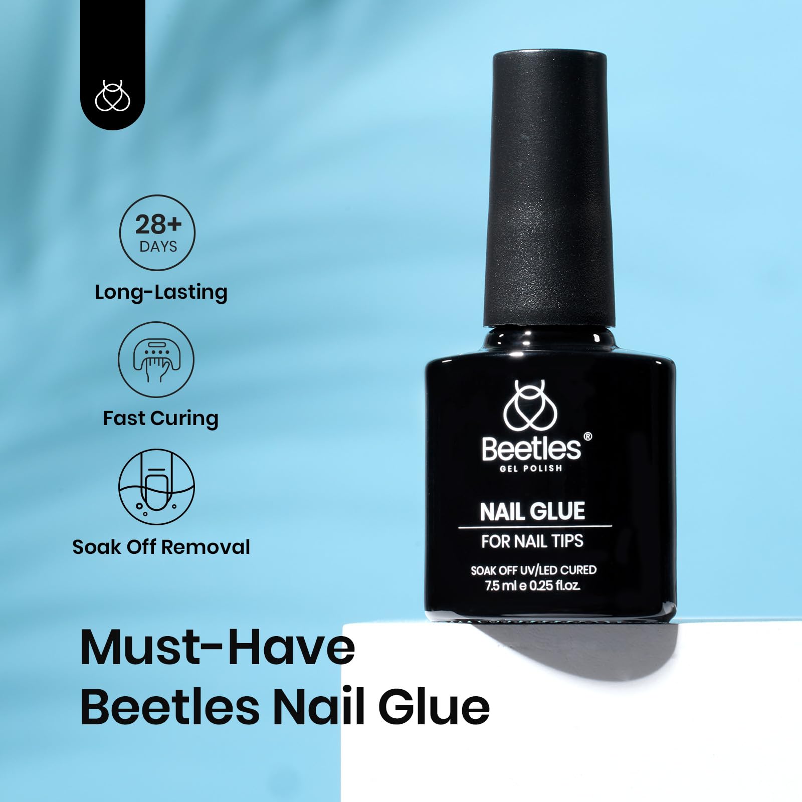 Beetles 9 in 1 gel glue applied to acrylic nail tips