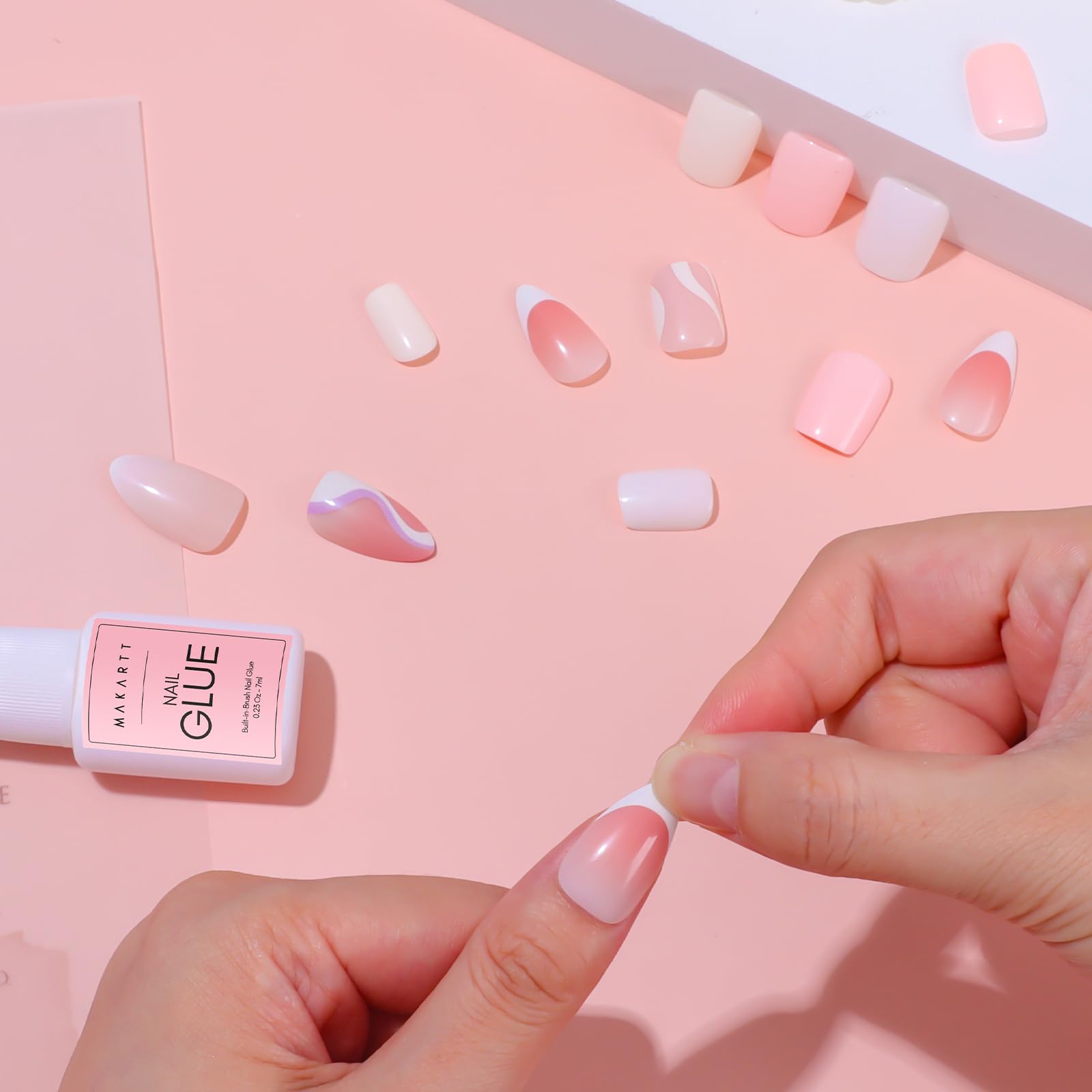 Strong hold nail repair glue package showing the product ingredients and safe usage guidelines.
