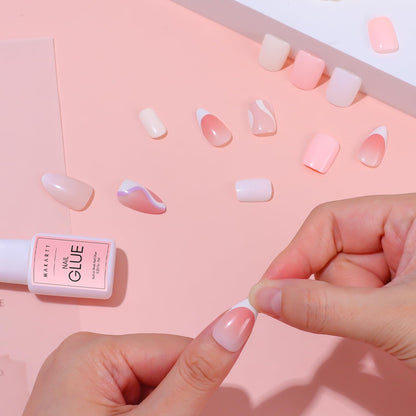 Strong hold nail repair glue package showing the product ingredients and safe usage guidelines.