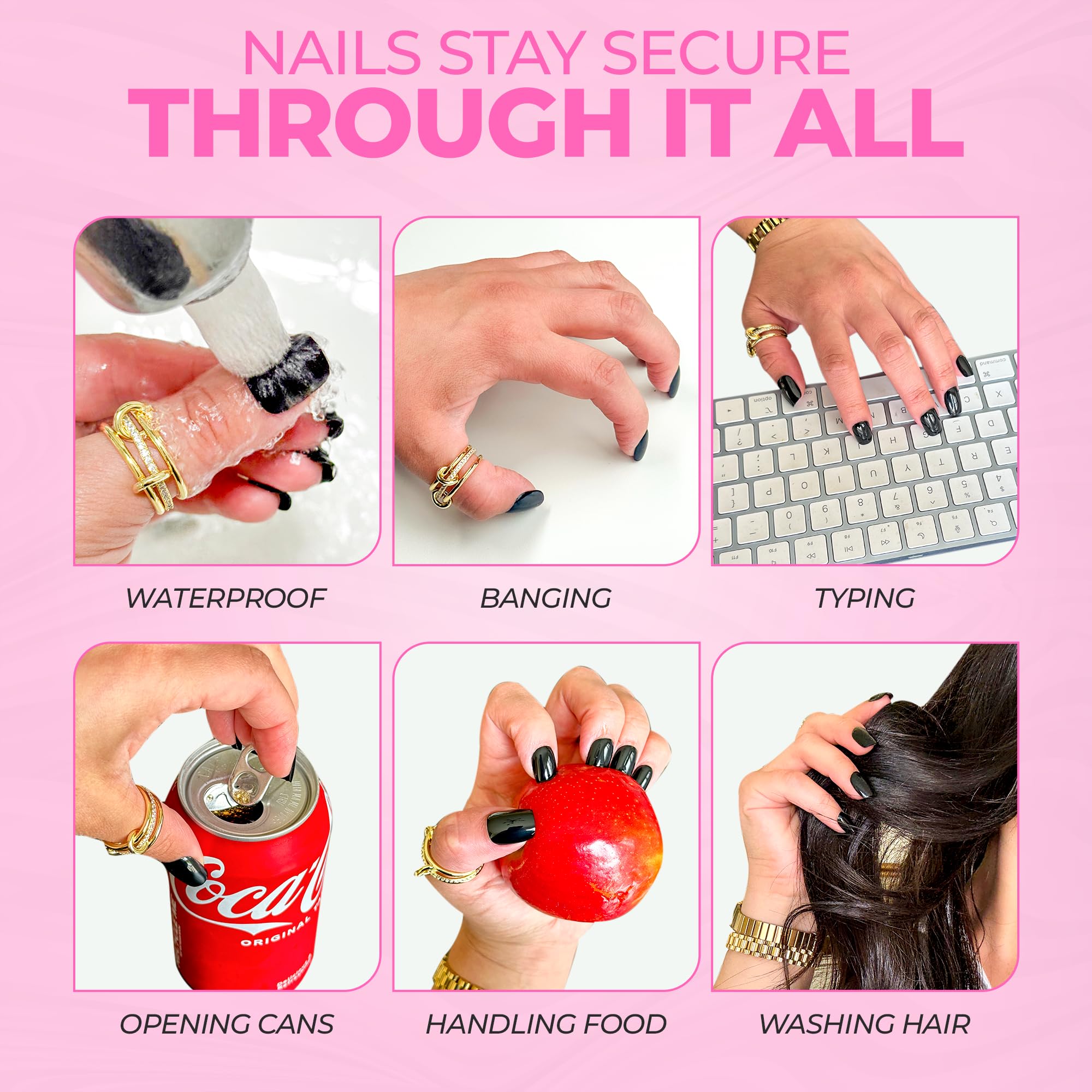 Side view of Luxxi pink gel nail adhesive bottle