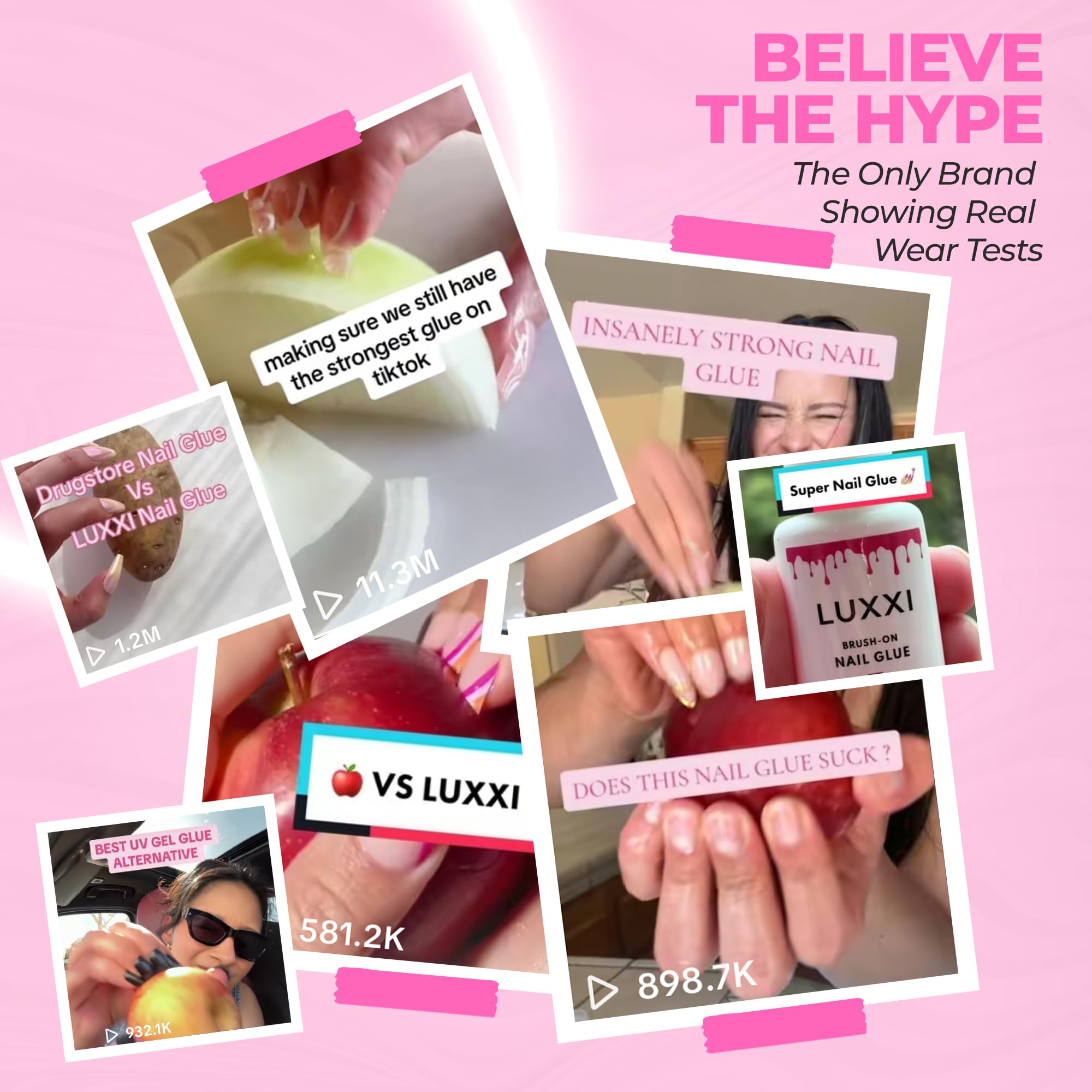 Close up of Luxxi nail glue label and volume details