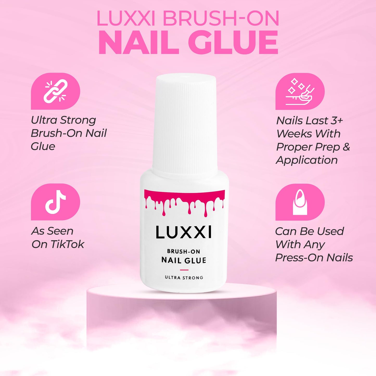 Luxxi nail glue box packaging for press on nails