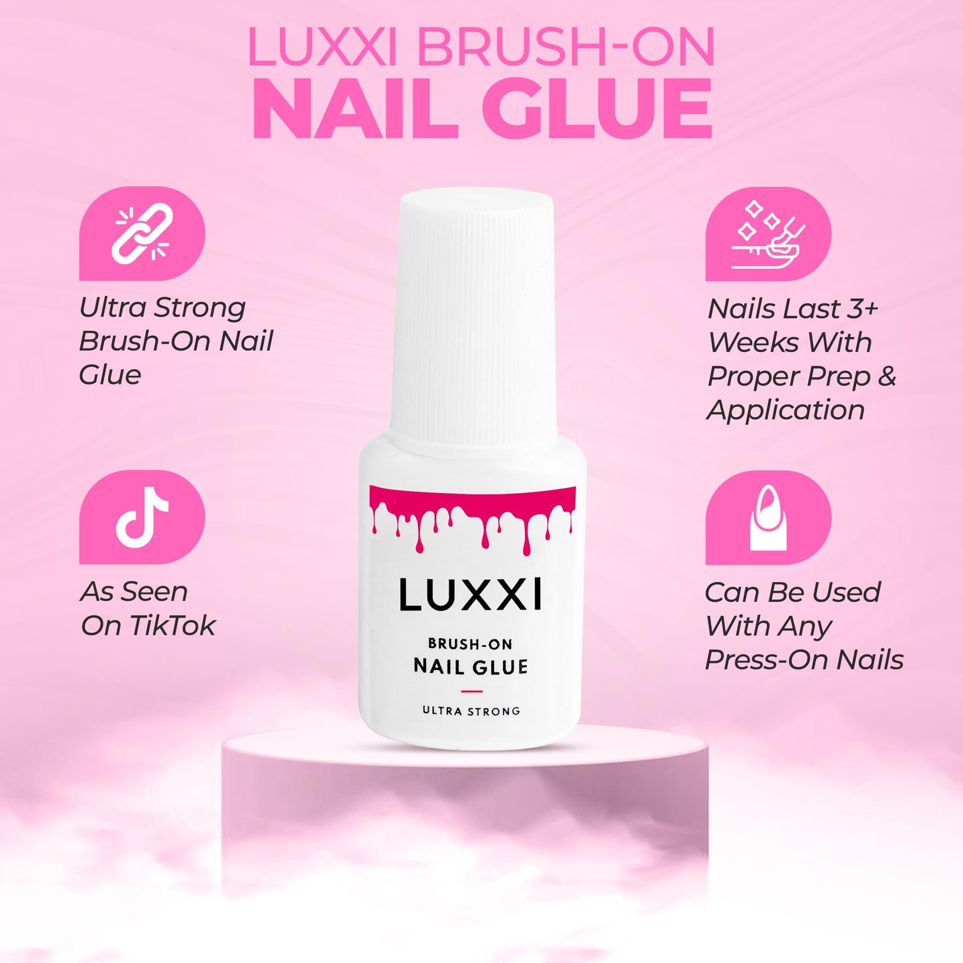 Luxxi nail glue box packaging for press on nails