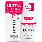 Luxxi pink gel nail glue product lifestyle presentation