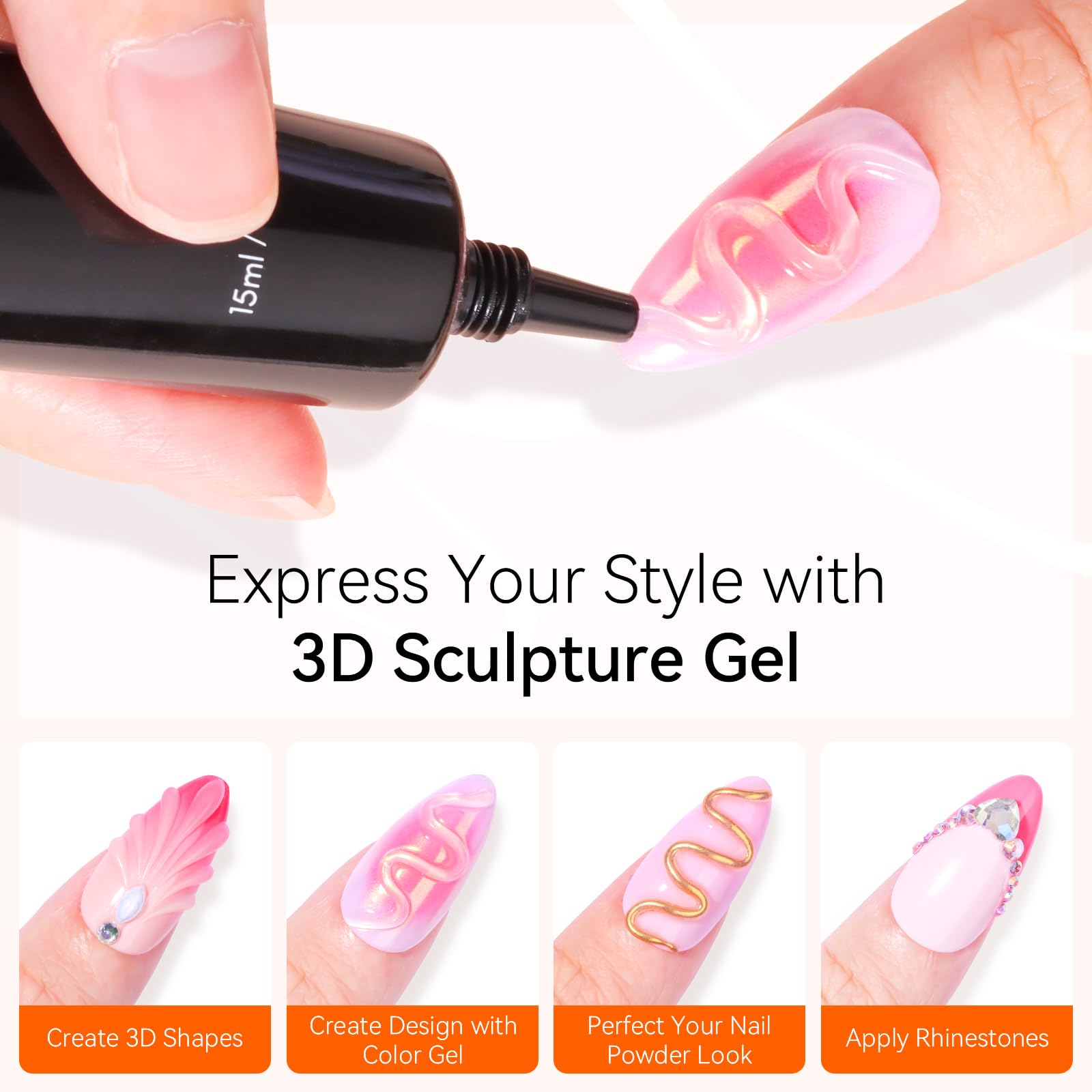 Using Makartt 3D gel for embossed nail art designs