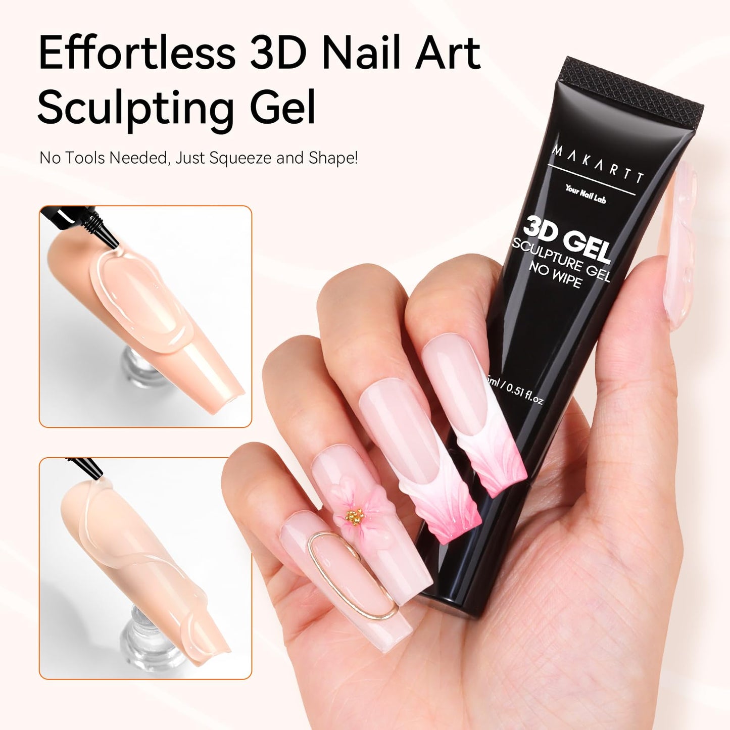 Close up of Makartt 15g no wipe nail sculpting gel