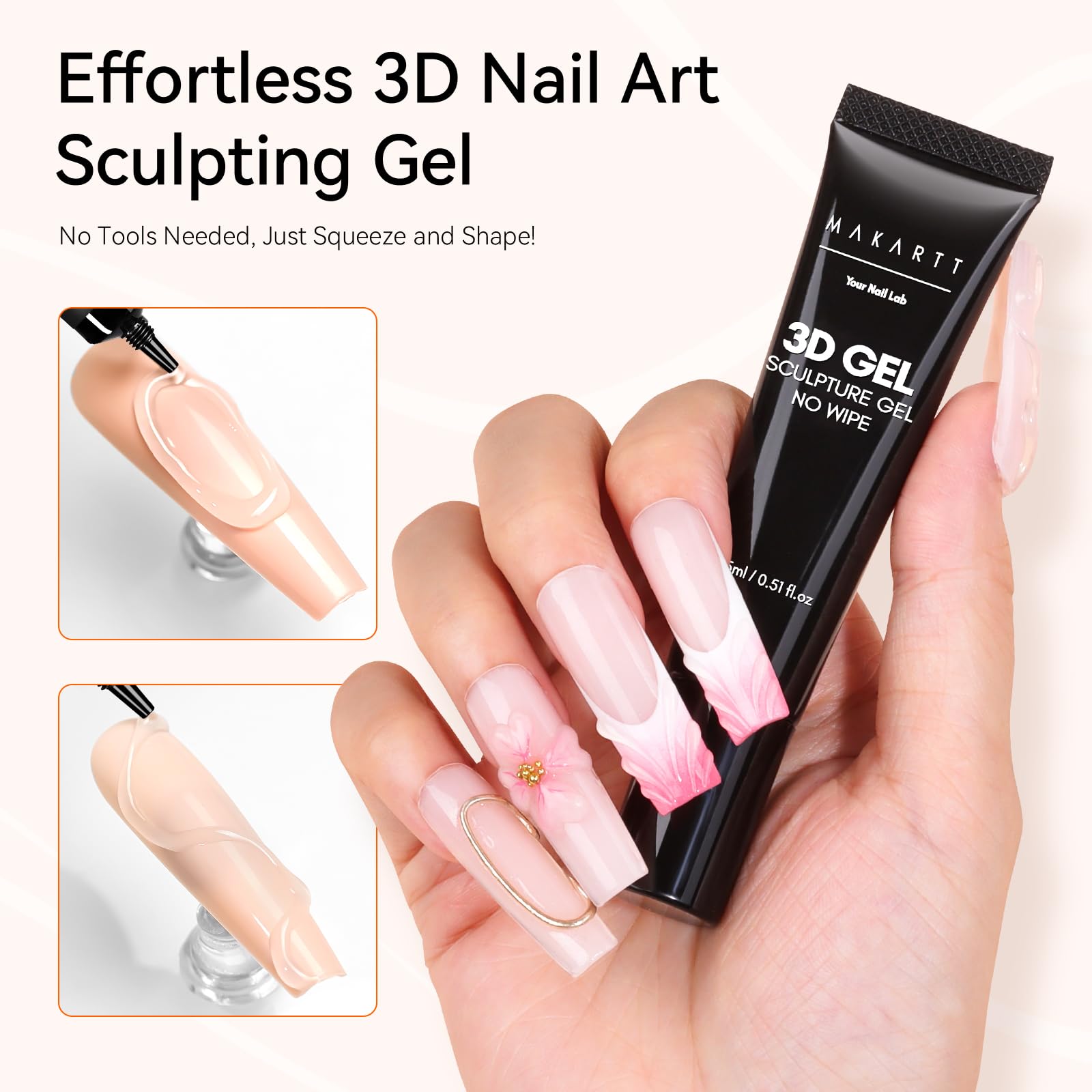 Close up of Makartt 15g no wipe nail sculpting gel