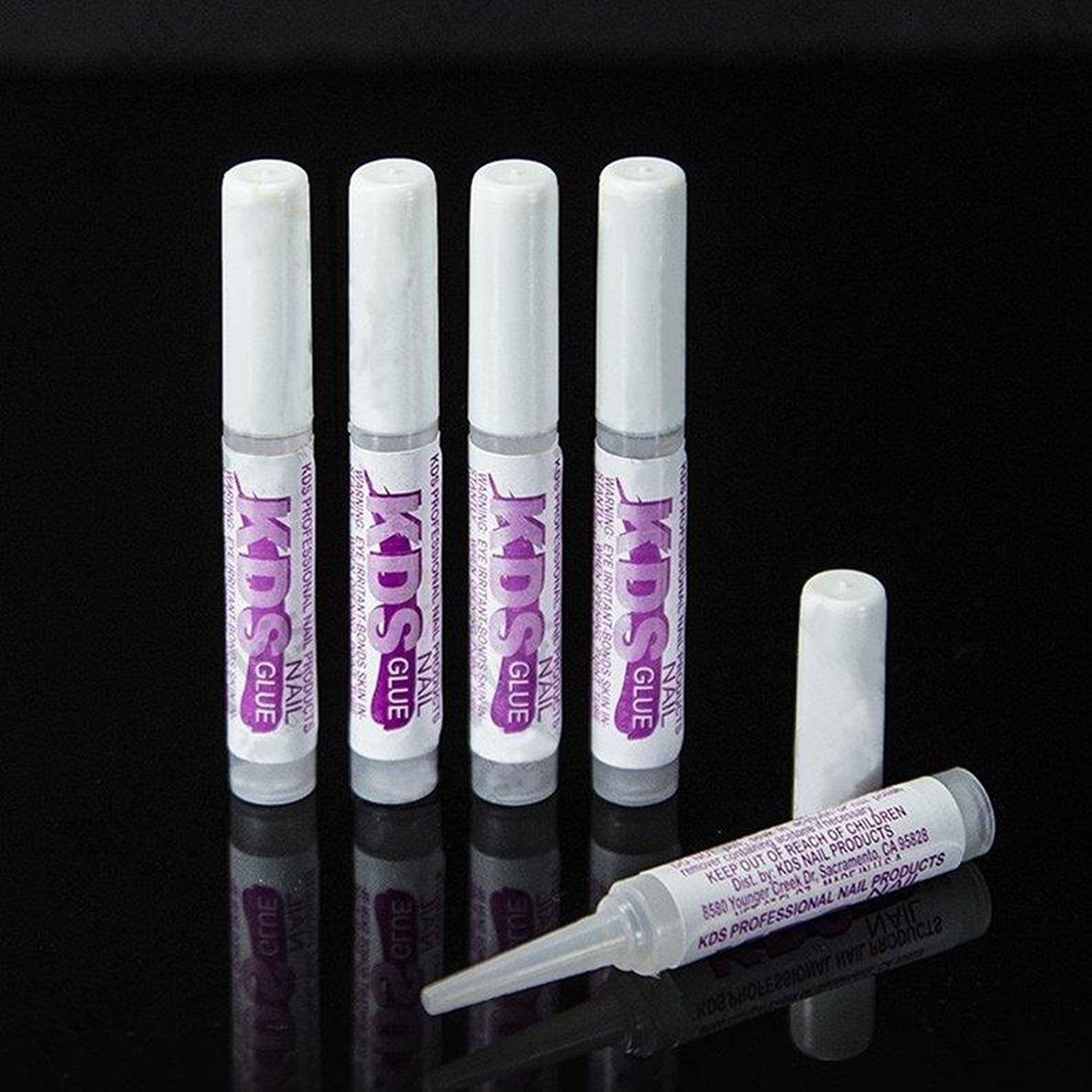 Vials of KDS adhesive for acrylic nail extensions