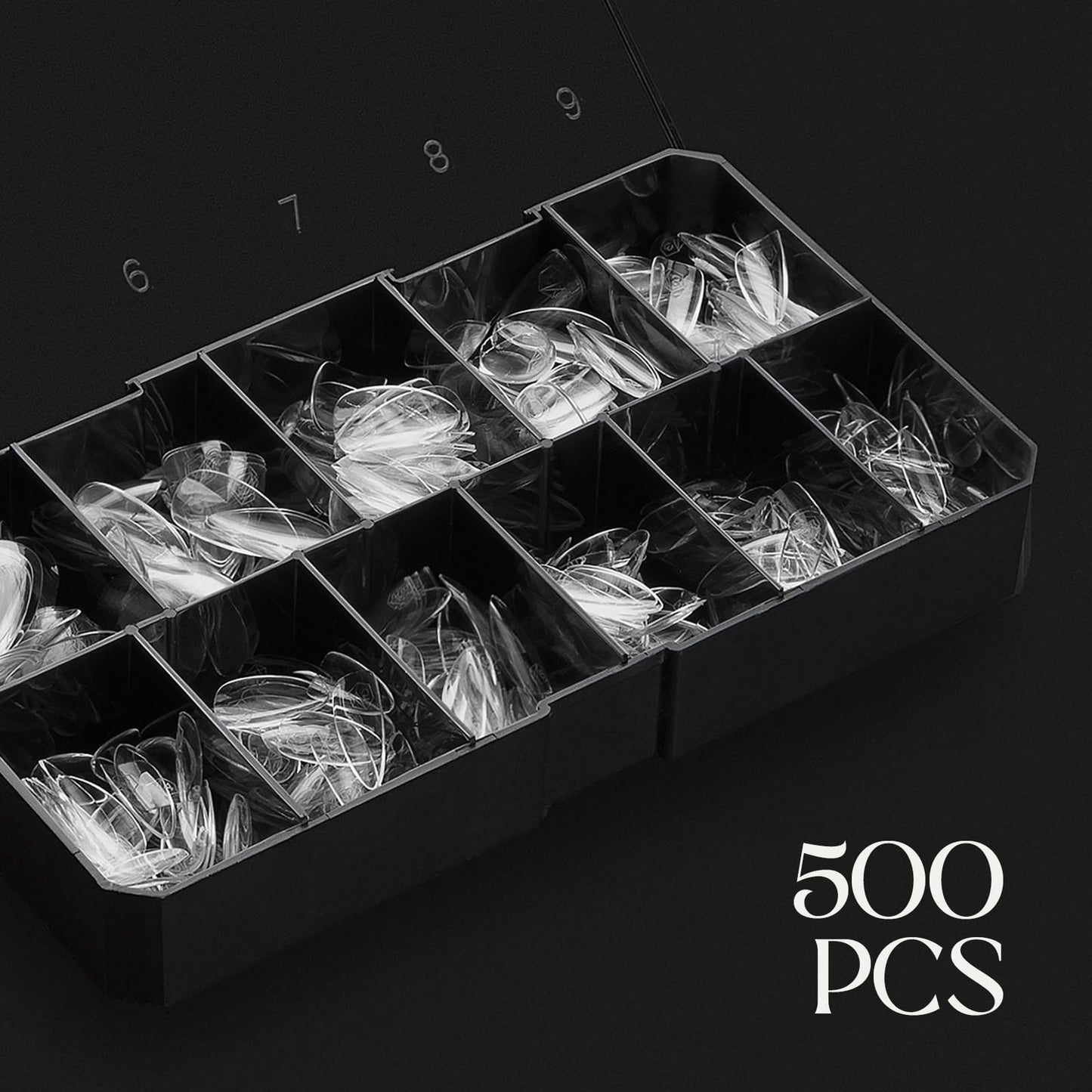 AprÃ©s Gel-X nail tips size variation 00 to 9