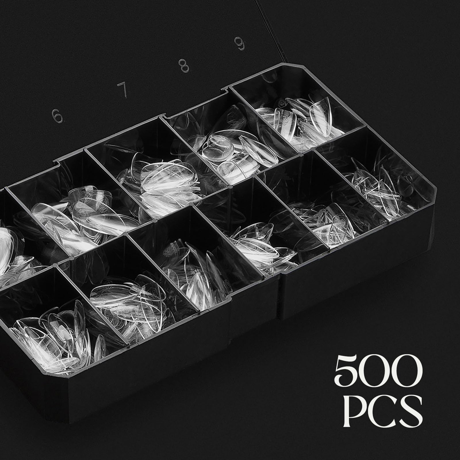 AprÃ©s Gel-X nail tips size variation 00 to 9
