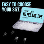 Complete set of 12 size compartments inside the Tomicca nail tips storage box