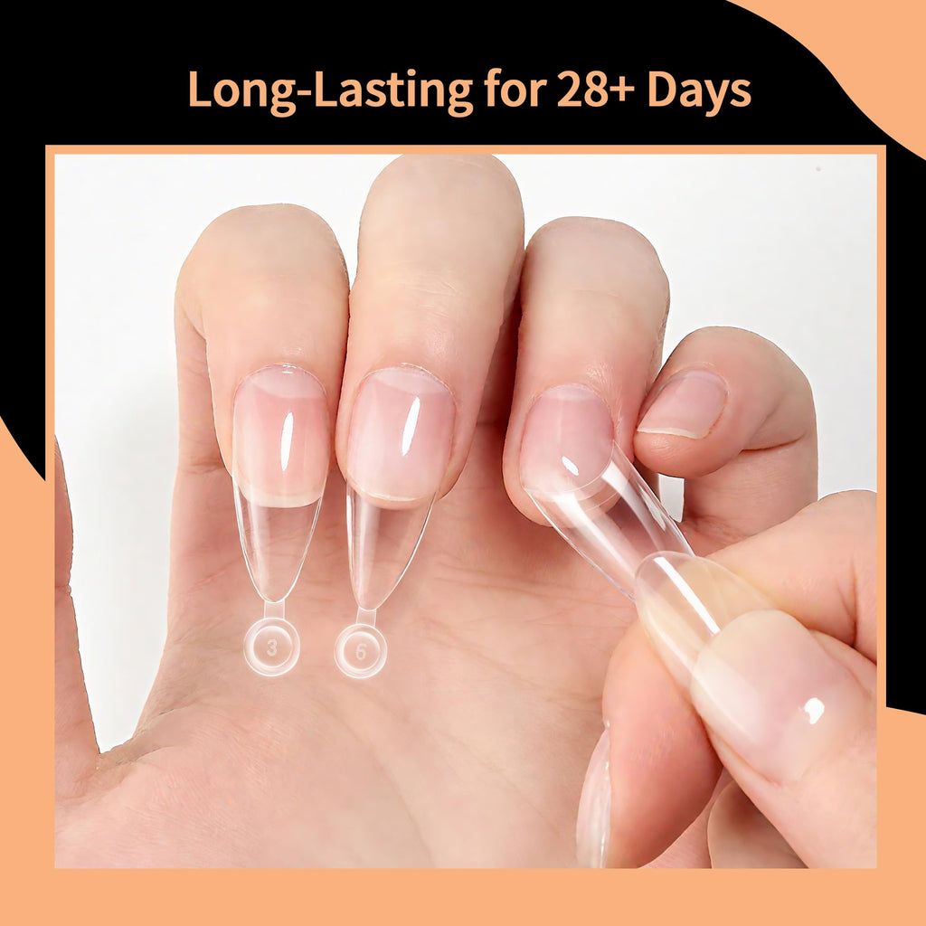 Sitelenaby half cover soft gel nail tips close up