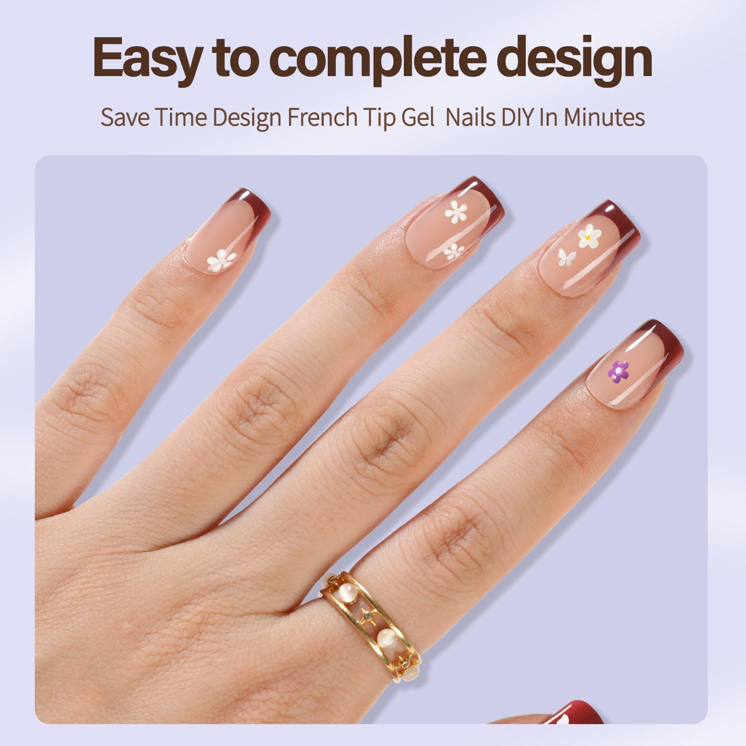 Close up of Misssix short square soft gel nail tips