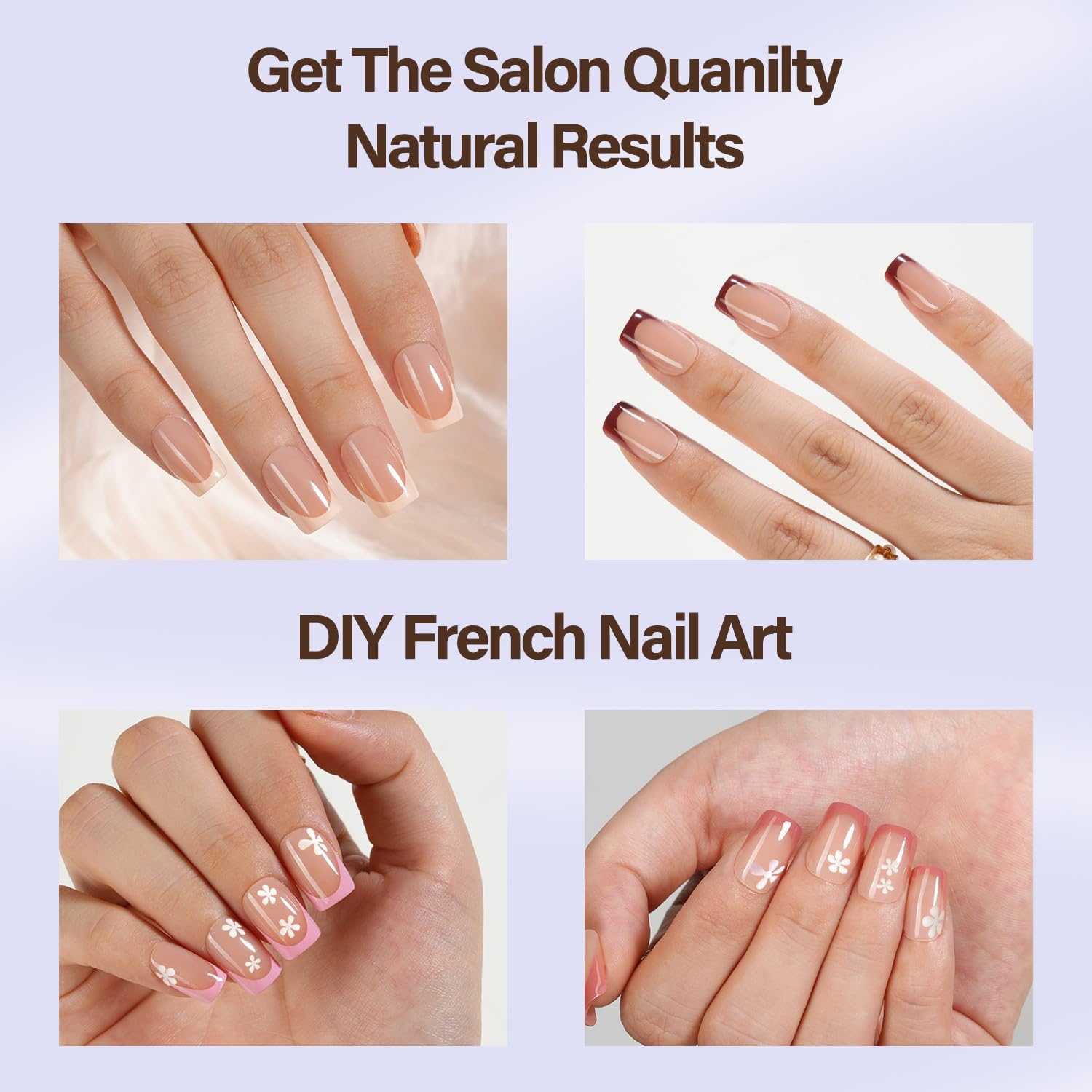 Top view of Misssix Xbasictips French manicure press on set
