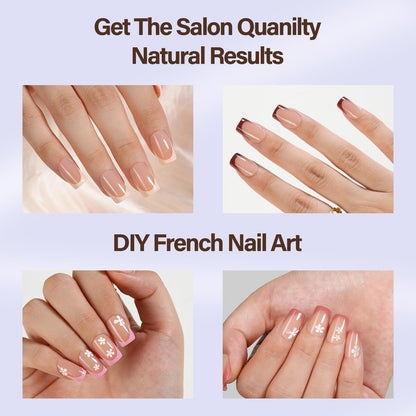 Top view of Misssix Xbasictips French manicure press on set