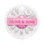 Medium oval acrylic fake nails showing glossy chrome tips