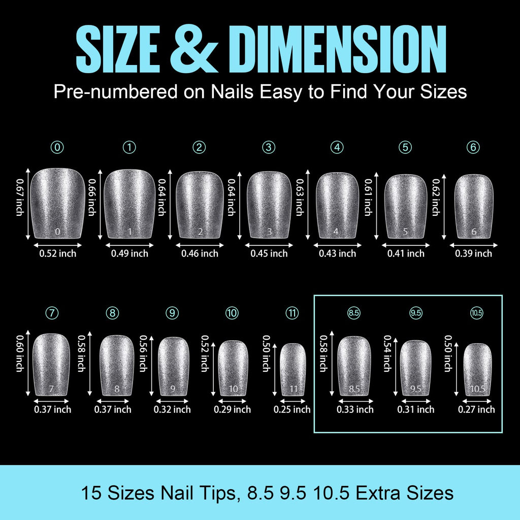 Demonstration of extra short coffin nail shape on hand