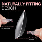 Side profile showing thin cuticle edge and thick free edge