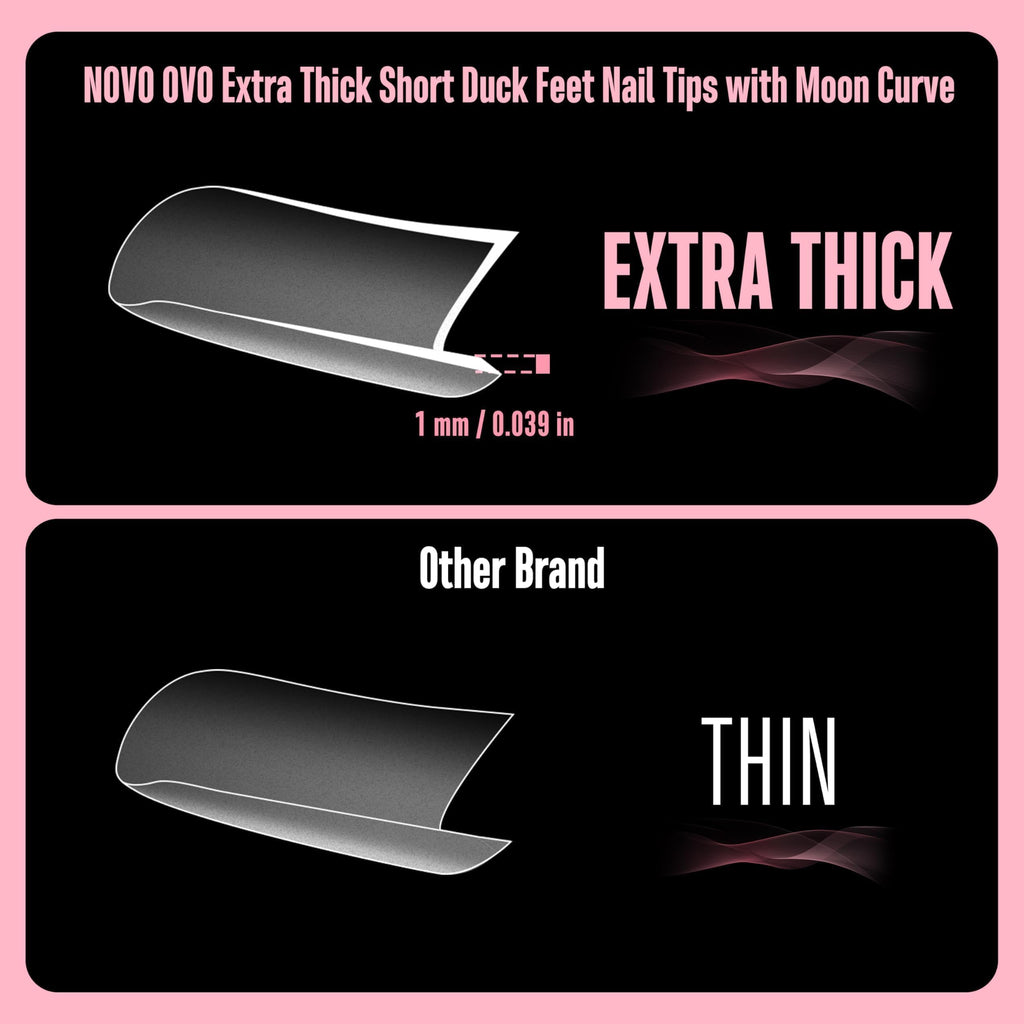 Extra thick soft gel fake nails showing flexible cuticle design
