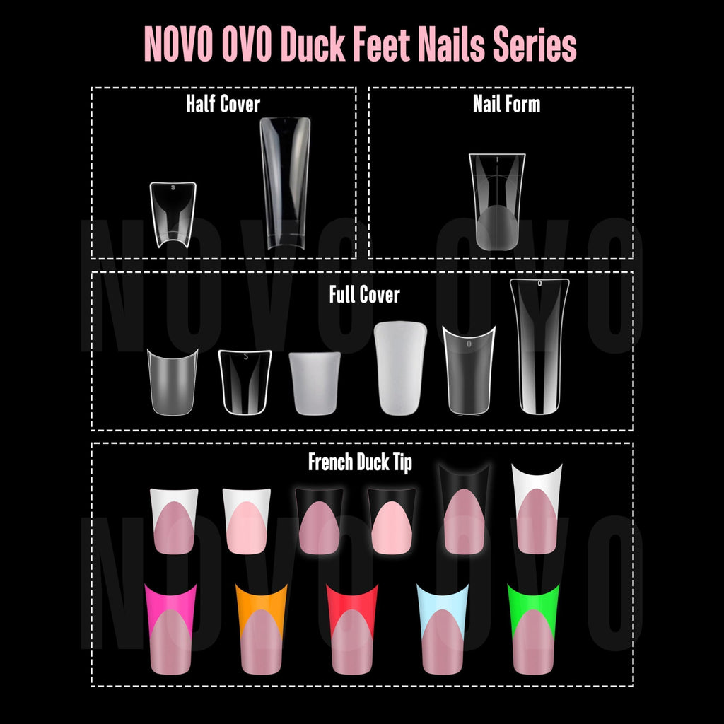 Complete set of NOVO OVO 240 pieces nail extensions ready for DIY application