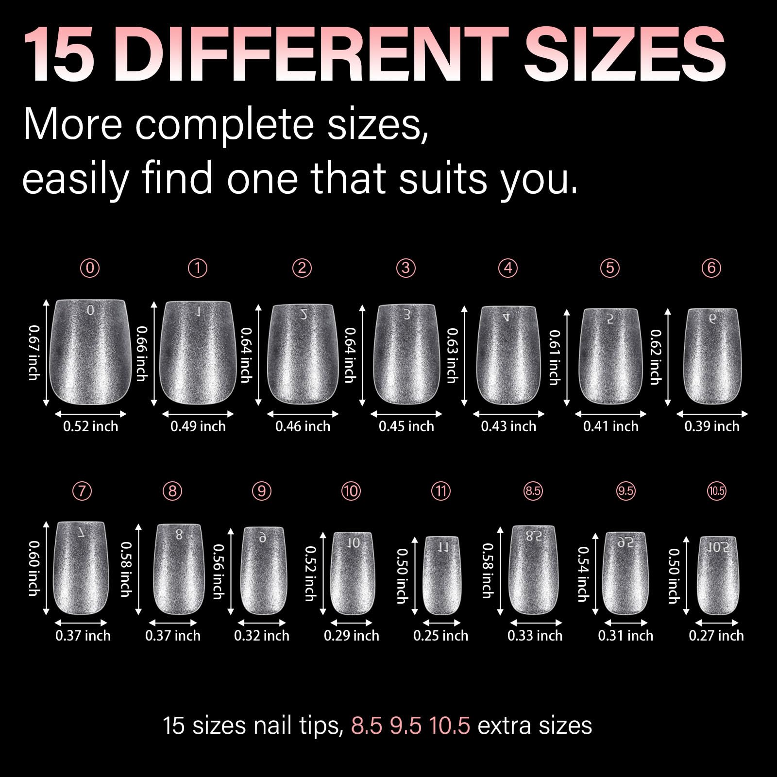 Aillsa extra short nail tips with pre-filed texture