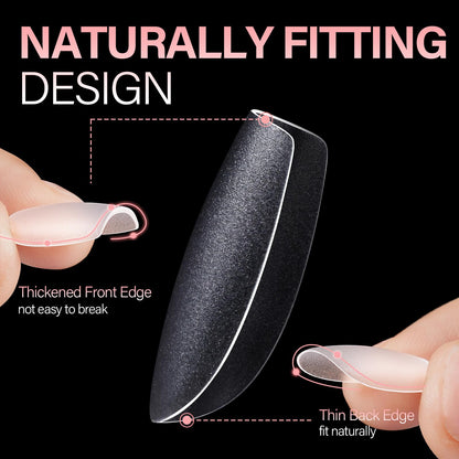 Side profile of Aillsa soft gel nail tips showing thin cuticle edge