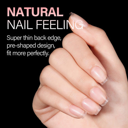 Professional manicure using Aillsa extra short coffin tips