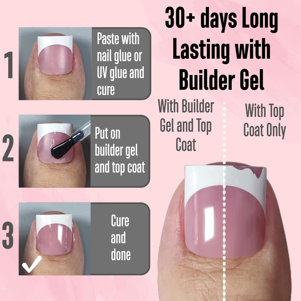 Demonstration of pre-designed soft gel toe nails with varied sizing options
