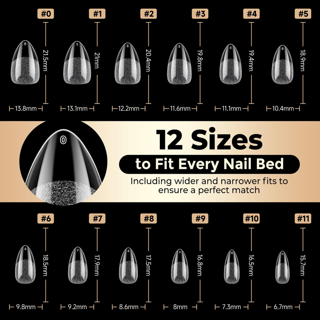 Full set layout of Luckyfairy 504 pcs half cover acrylic nail tips