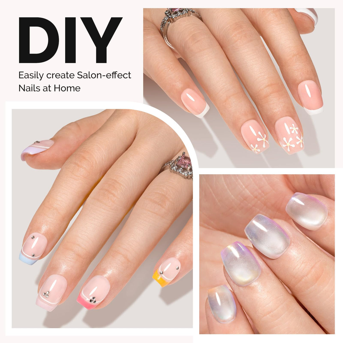 Complete set of MelodySusie extra short ballerina nail tips and accessories