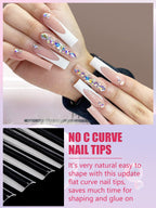 Close up of flat no C curve nail tip profile
