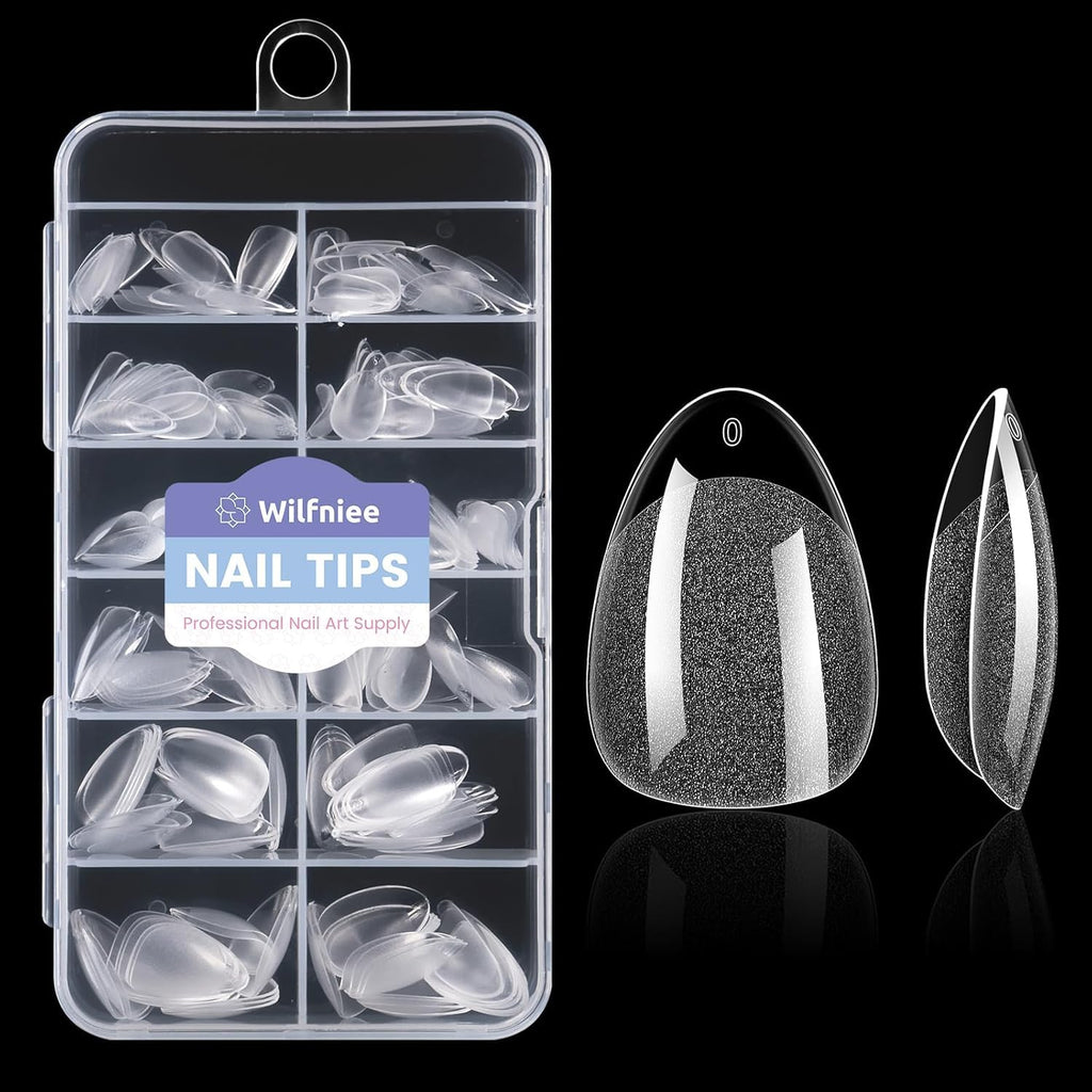 Wilfniee complete set of 240 pieces clear almond nail tips