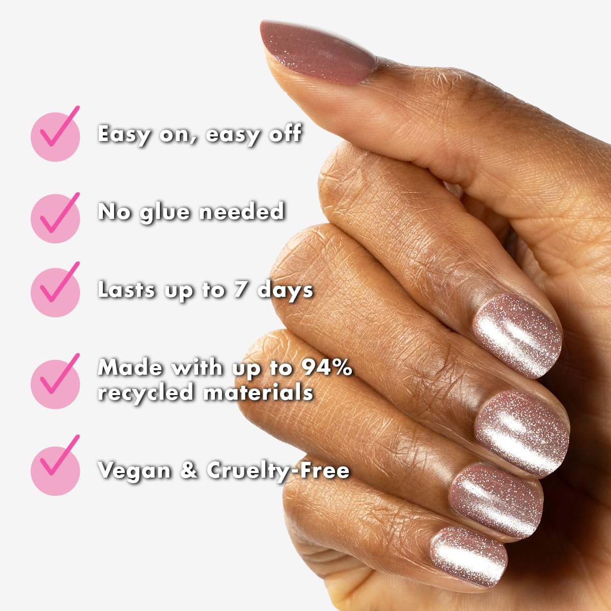 Close up of Olive and June magnetic velvet effect nails