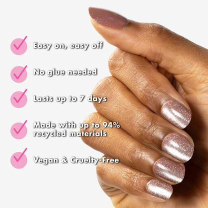 Close up of Olive and June magnetic velvet effect nails