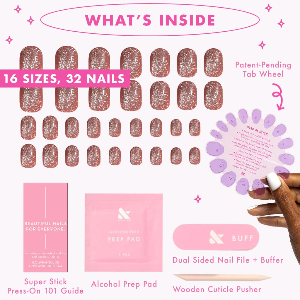 Adhesive tab wheel included with Olive And June press on nails