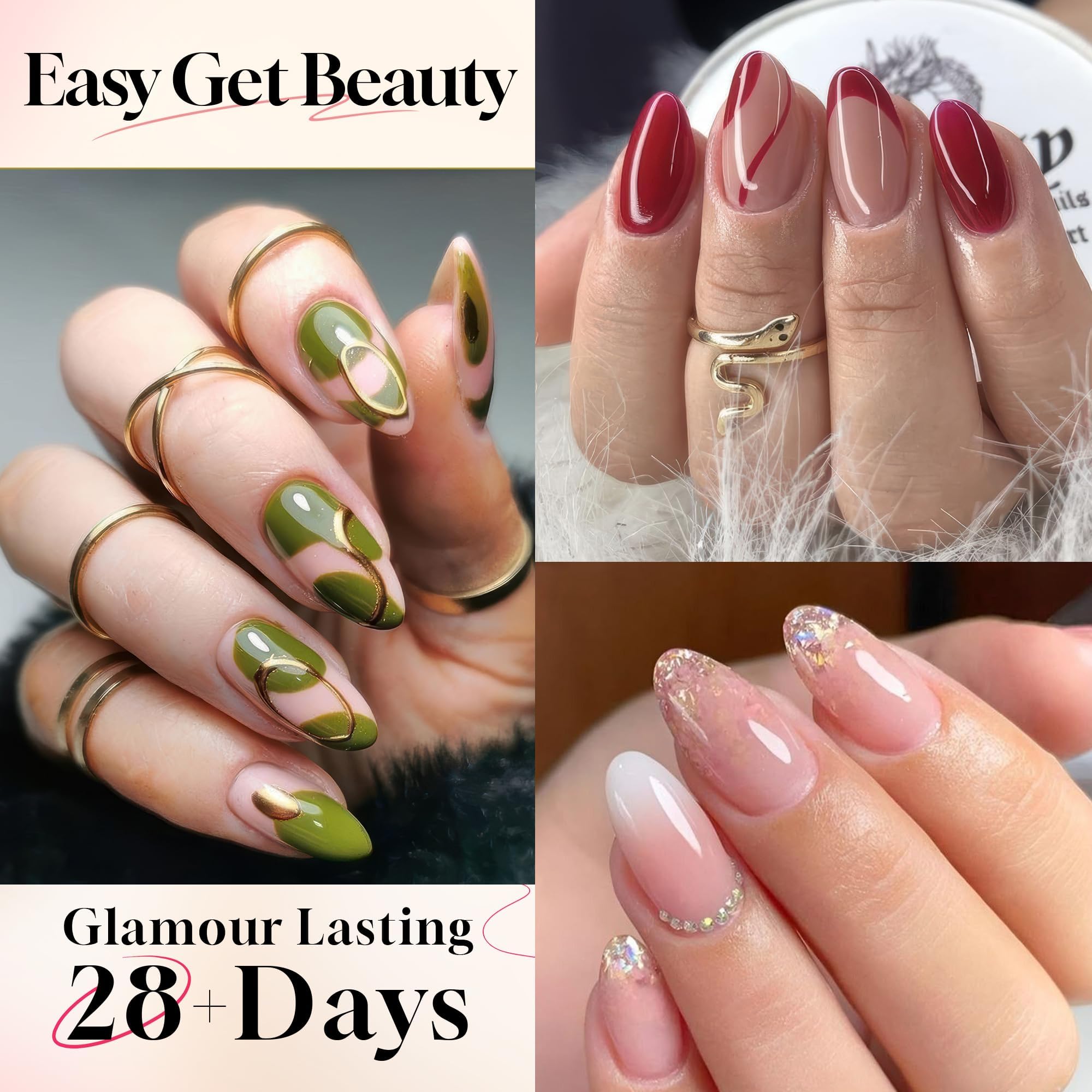 Close up of pre-etched Una Gella soft gel almond nail tips