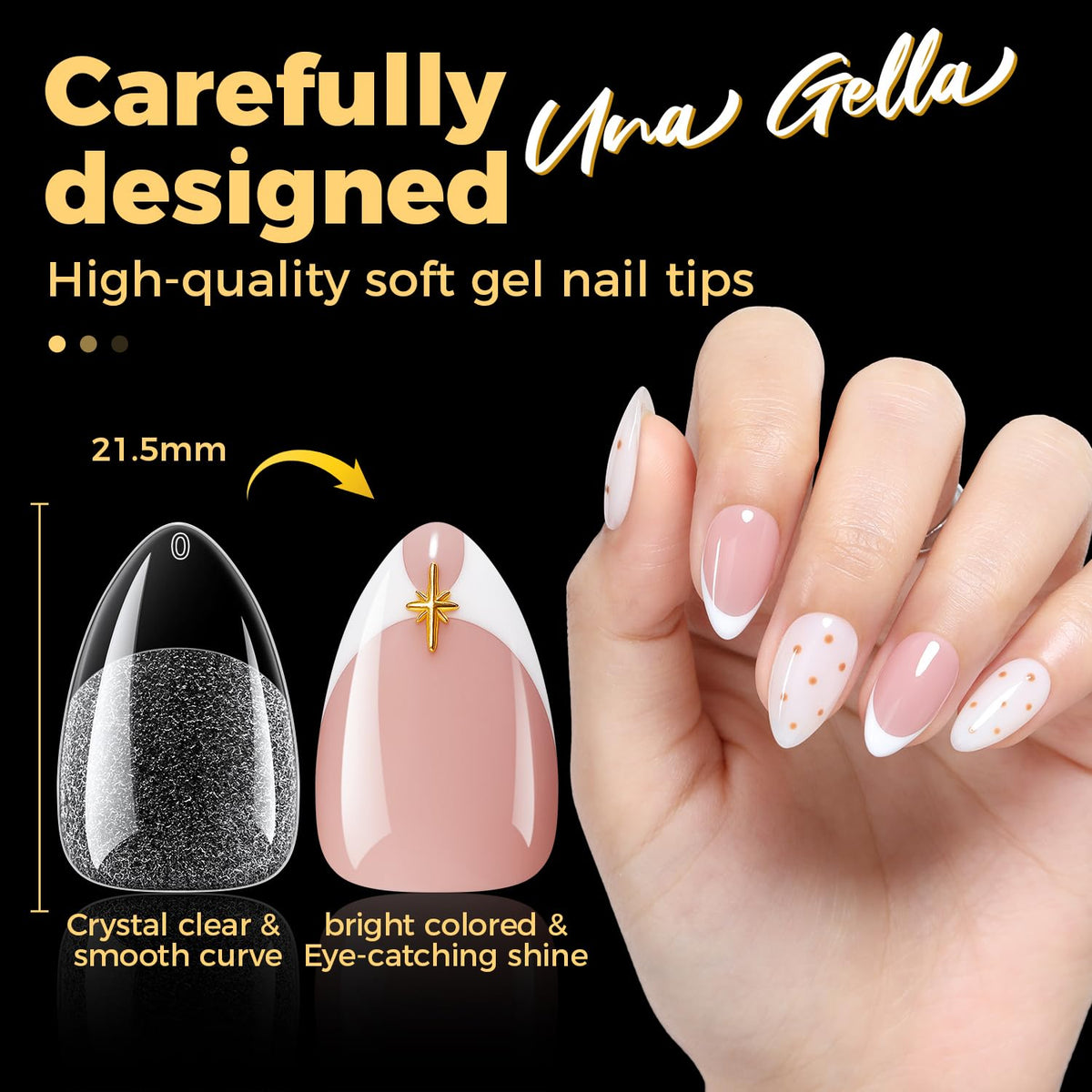 Finished manicure display using Una Gella nail extension tips