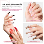 Beetles long square acrylic nail tips layout displaying multiple sizes