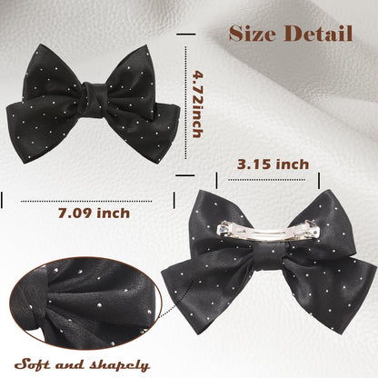 Back view of the durable metal French barrette clip attachment on the satin ribbon bowknot.