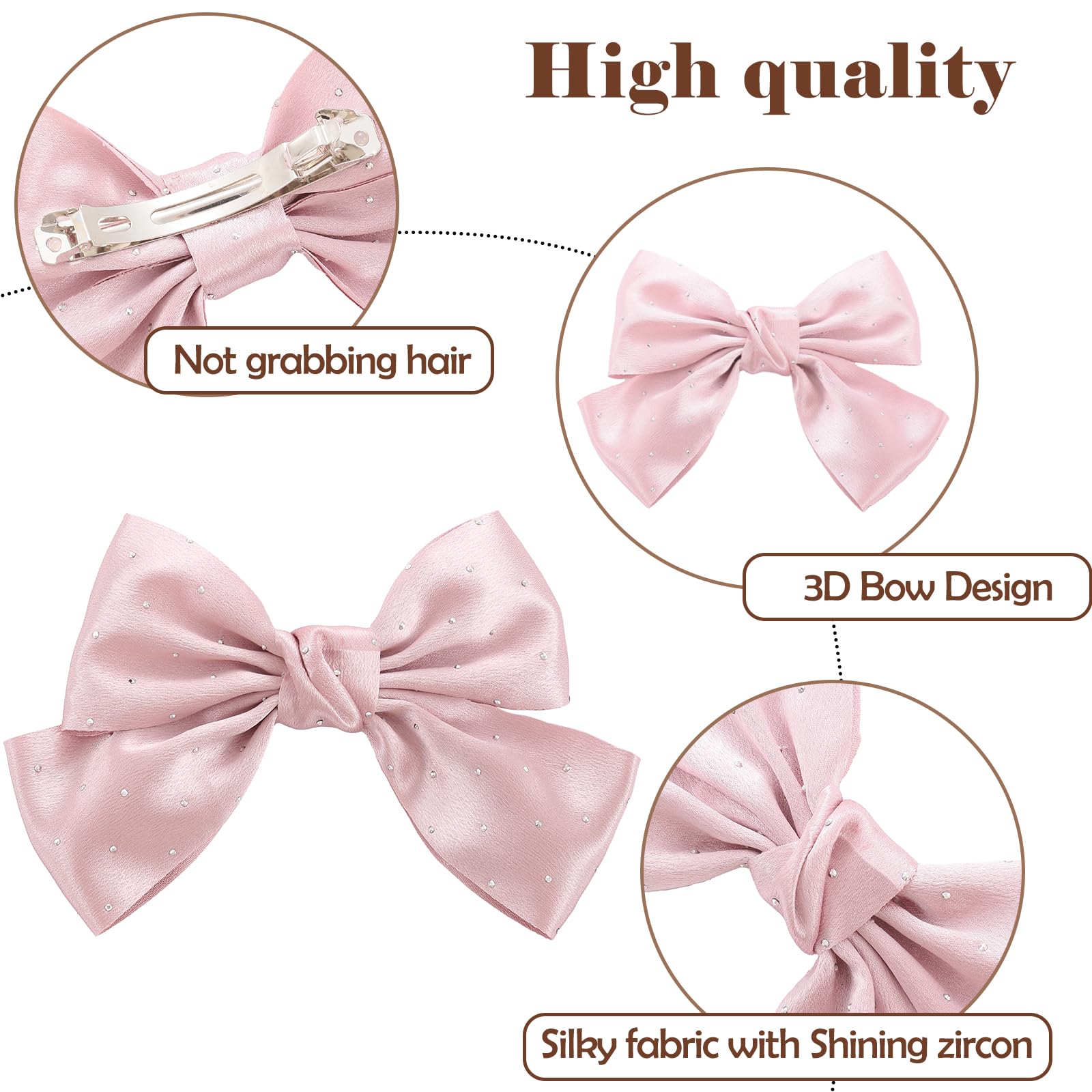 Model demonstrating a half-up hairstyle using the large black satin ribbon bow clip.