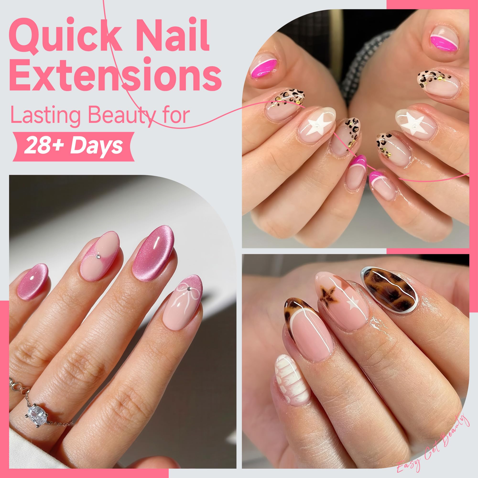 Full cover short almond press on nails for diy extensions