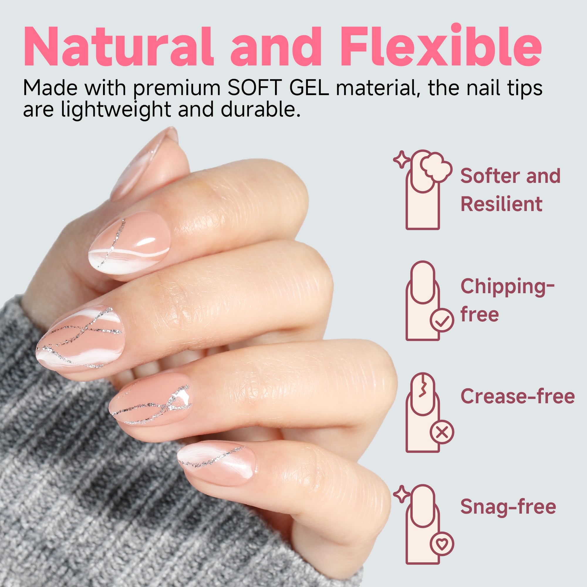 Una Gella nail tips showing 12 different sizes for perfect fit