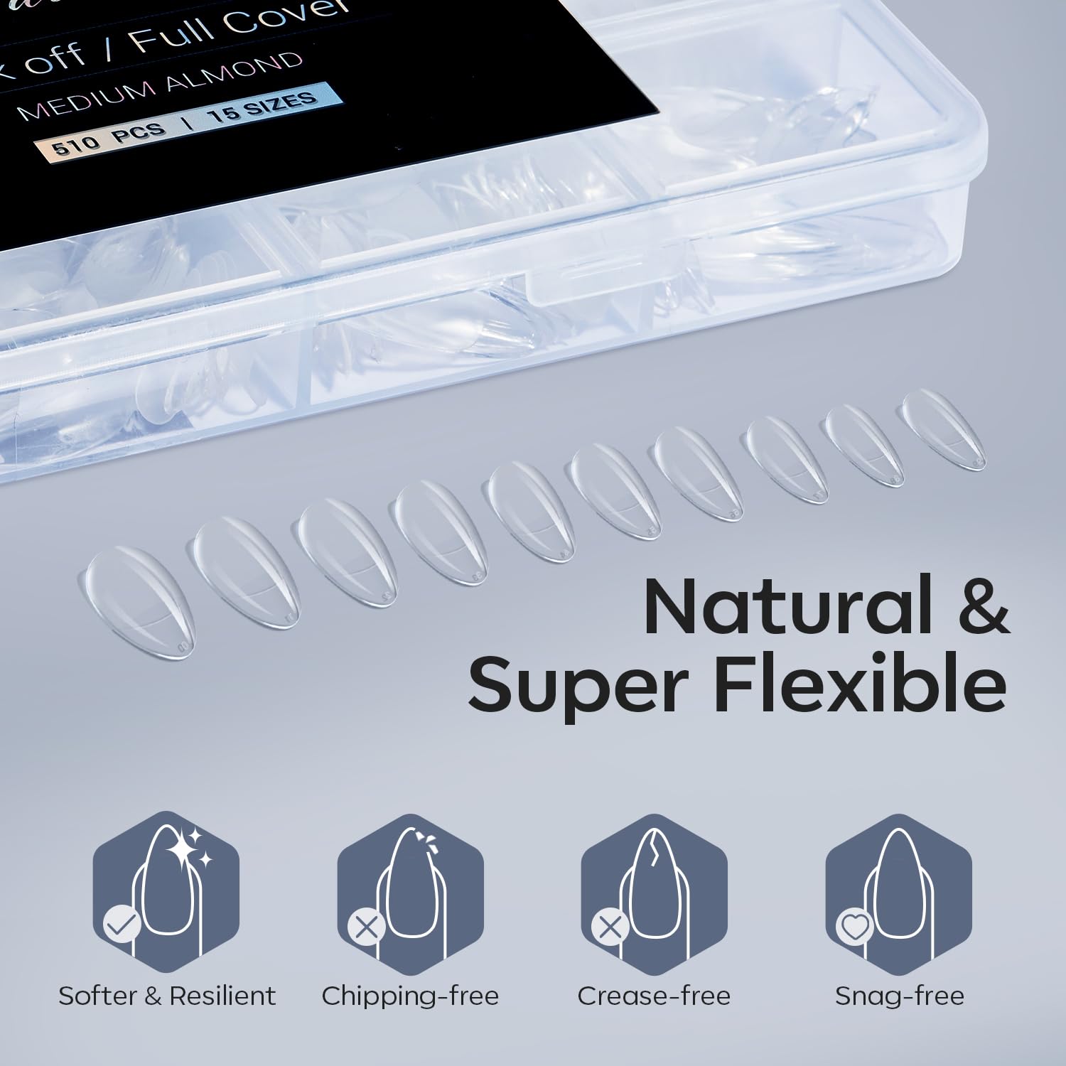 Top view of Modelones 510 pieces nail extension kit packaging